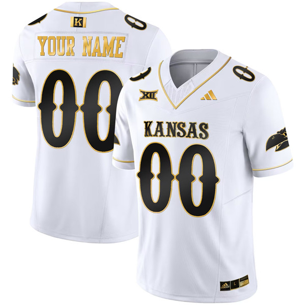 Men's Kansas Jayhawks ACTIVE PLAYER Custom White/Gold 2023 F.U.S.E. Vapor Limited Stitched Jersey